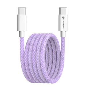 Datový kabel Techsuit (PCB114D) USB-C na USB-C, PD60W, 1 m - fialový