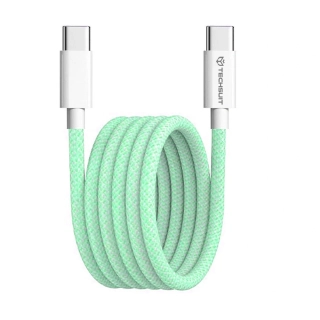 Datový kabel Techsuit (PCB114D) USB-C na USB-C, PD60W, 1 m - zelený