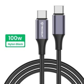 Datový kabel Techsuit (PCB018) USB-C na USB-C, 100W, 480Mbps, 6A, 1m - černý