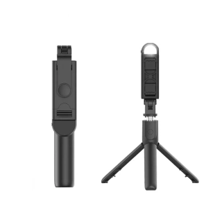 Selfie tyč Tripod Techsuit S05-S, dálkové ovládání, LED světlo, 105 cm - černá