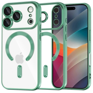 Kryt iPhone 17 Pro Techsuit Luxury Crystal MagSafe - světle zelený