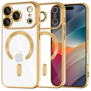 Kryt iPhone 17 Pro Techsuit Luxury Crystal MagSafe - zlatý