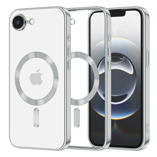 Kryt iPhone 16e Techsuit Luxury Crystal MagSafe - stříbrný