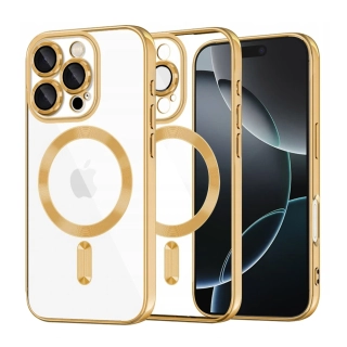 Kryt iPhone 16 Pro Techsuit Luxury Crystal MagSafe - zlatý