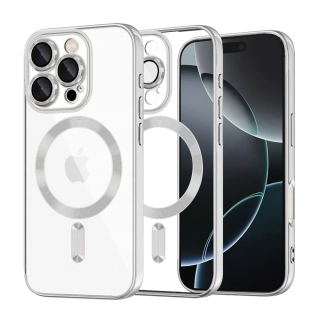 Kryt iPhone 16 Pro Techsuit Luxury Crystal MagSafe - stříbrný