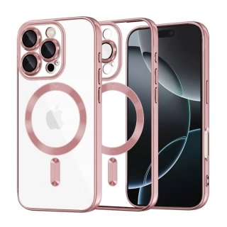 Kryt iPhone 16 Pro Techsuit Luxury Crystal MagSafe - růžový
