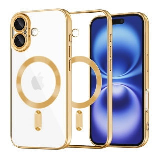Kryt iPhone 16 Techsuit Luxury Crystal MagSafe - zlatý