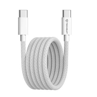 Datový kabel Techsuit (PCB114D) USB-C na USB-C, PD60W, 1 m - bílý