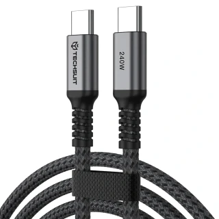 Datový kabel Techsuit TitanSync Pro (CX2) - Type-C na Type-C PD240W, 480Mbps, 1m - šedý