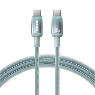 Datový kabel Baseus Discolor (E0420700) - USB-C na USB-C, 100W, 480Mbps, 1m - modrá/zelená