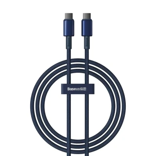 Datový kabel Baseus Tungsten Gold Type-C na Type-C, 100W, 480Mbps, 1m - Navy Blue