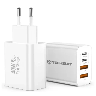Nabíječka do sítě Techsuit PowerXQuad (CH4) 40W - bílá