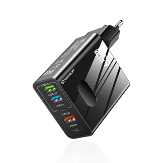 Nabíječka do sítě Techsuit PentaXPower (CHC1) - 3x USB, 2x Type-C, 65W - černá