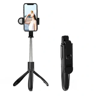 Selfie tyč Tripod Techsuit ((S01-S) Bluetooth, výplňové LED světlo, 70 cm – černý