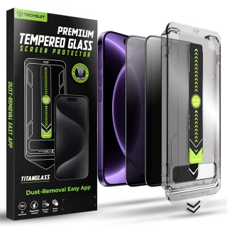 Tvrzené sklo iPhone 17 Pro, TitanGlass FullCover s privátním filtrem (2 kusy)