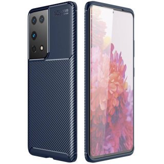 Kryt Samsung Galaxy S21 ULTRA case Armored Shockproof Carbon Fiber blue