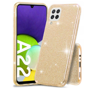 Kryt Samsung Galaxy A22 4G třpytky zlatý