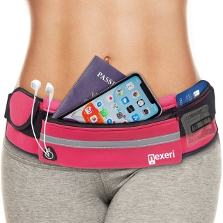 Sportovní pásek (ledvinka) Nexeri 7" pro běh, fitness, nordic walking, sport - růžový