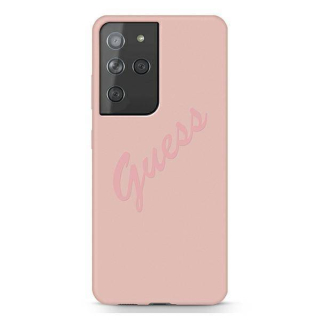 Kryt Samsung Galaxy S21 Ultra Guess Hardcase Script Vintage (GUHCS21LLSVSPI)  růžový
