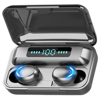 Bezdrátová sluchátka Bluetooth 5.0 HF TWS F9-5c s displejem, černá
